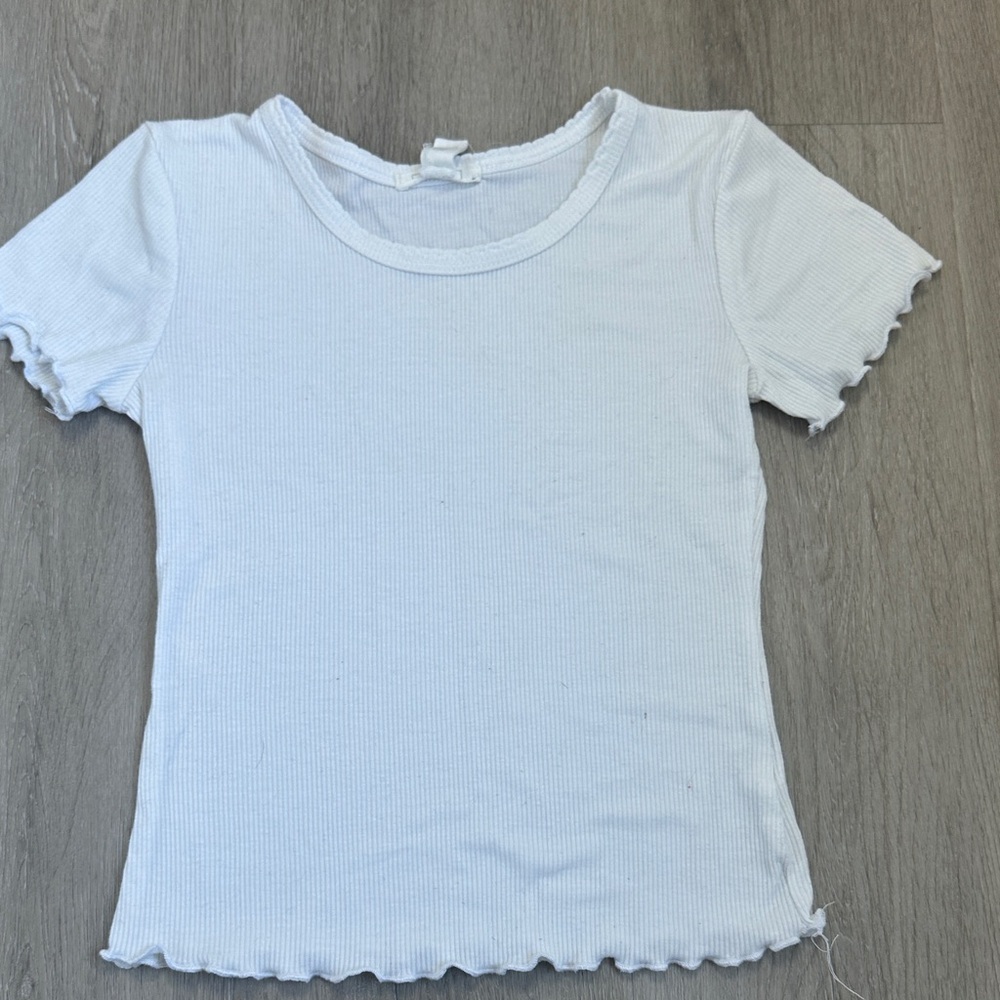 Full Tilt White Ribbed Short Sleeve crop Top size Xs